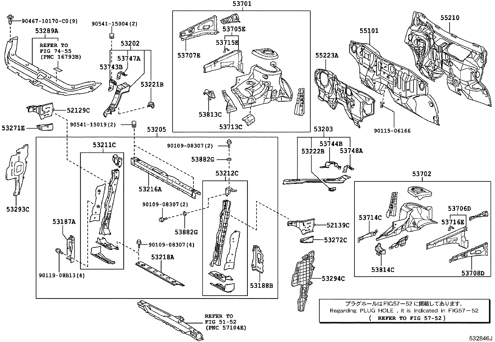 53705-42012 MEMBER SUB-ASSY, FRONT APRON TO COWL SIDE, RH product image