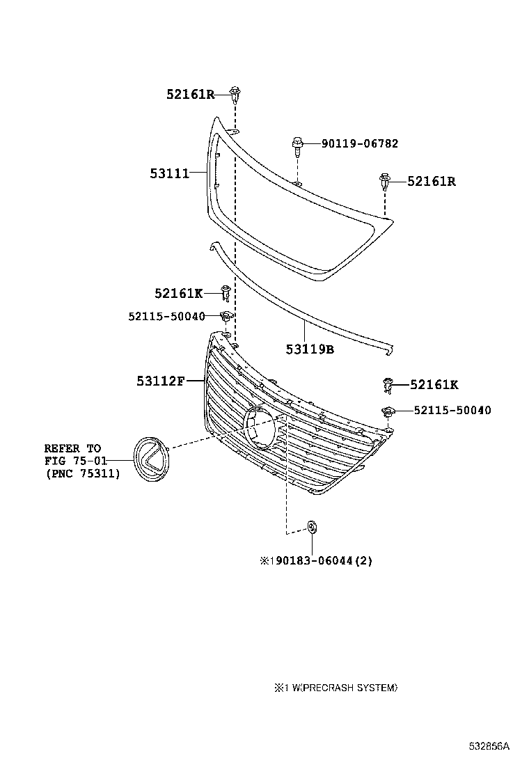 53111-50060 GRILLE, RADIATOR product image