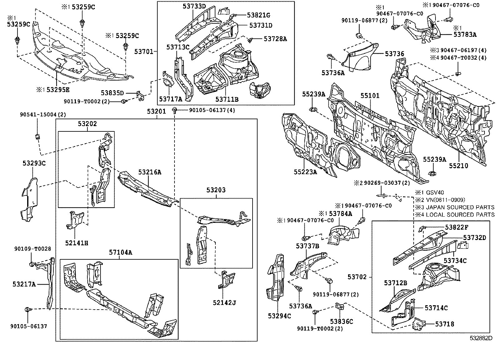 53701-06120 APRON SUB-ASSY, FRONT FENDER, RH product image