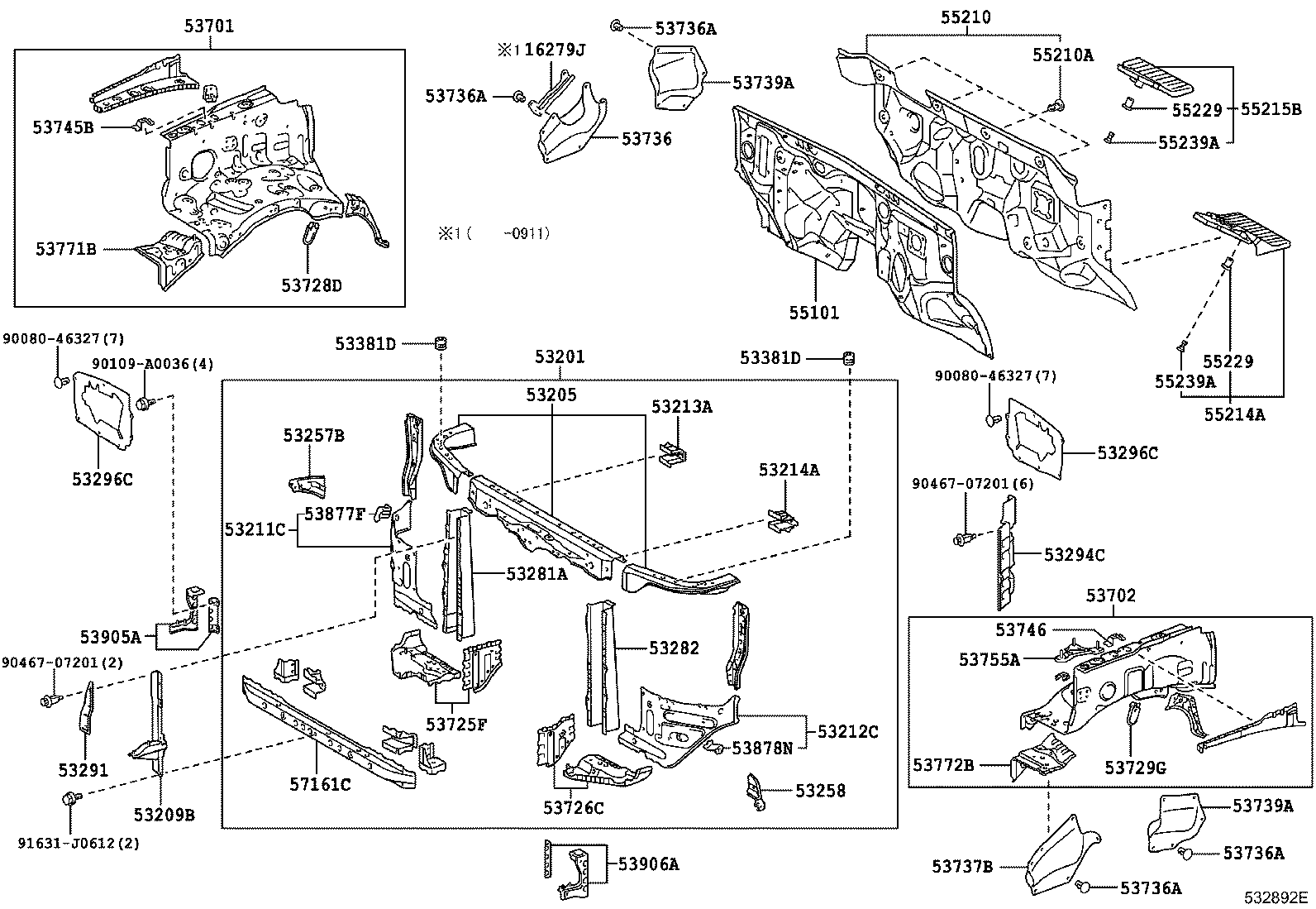 53701-0C110 APRON SUB-ASSY, FRONT FENDER, RH product image