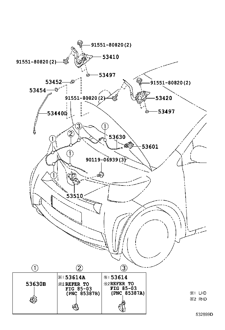 53601-52010-C0 LEVER SUB-ASSY, HOOD LOCK CONTROL product image