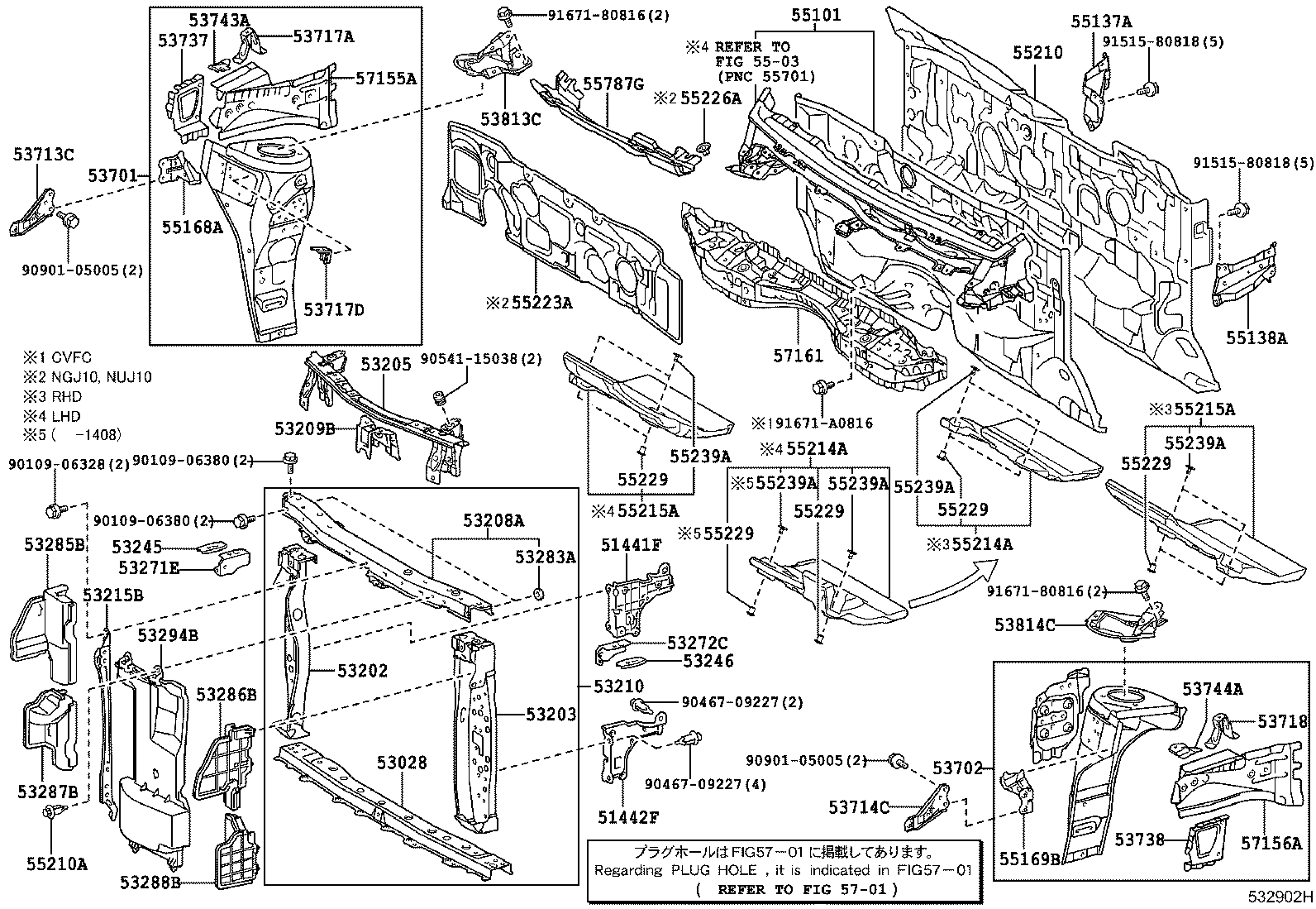 53205-74011 SUPPORT SUB-ASSY, RADIATOR, UPPER product image
