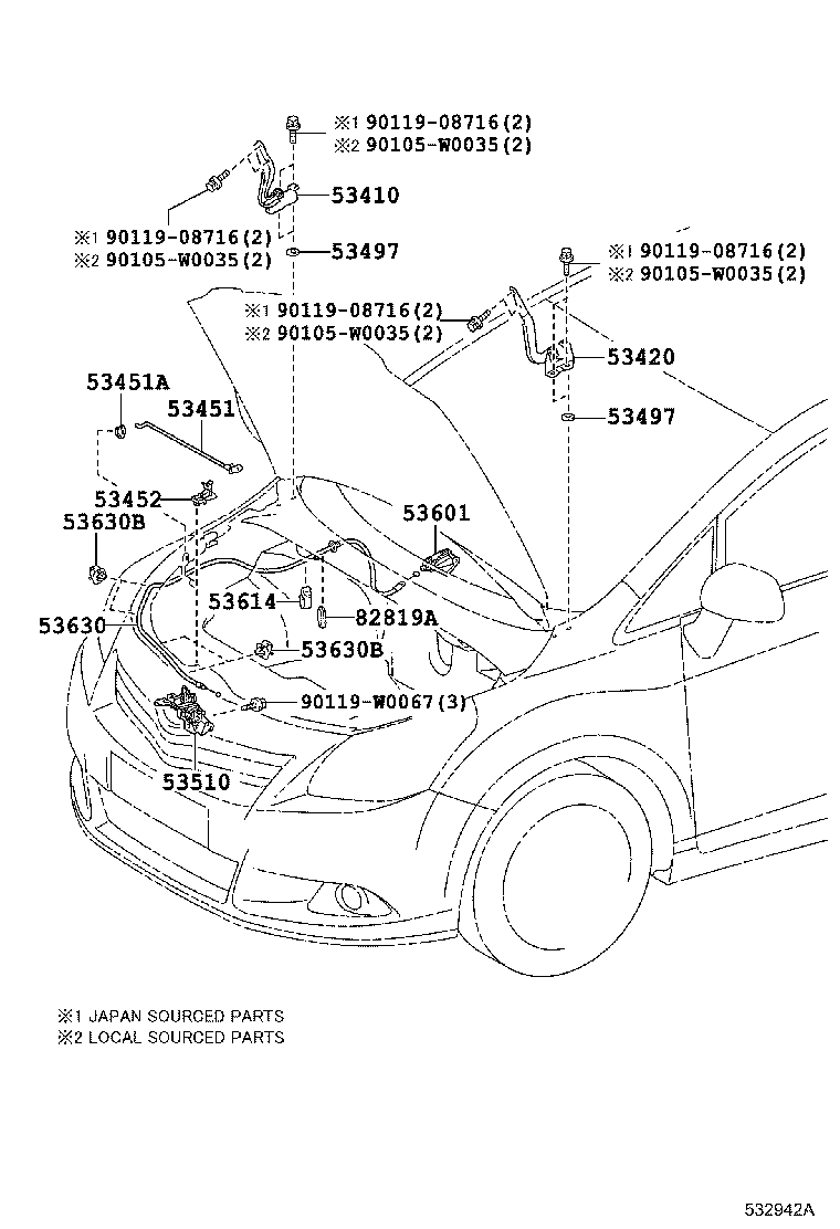 53614-05010 CLAMP, HOOD LOCK CONTROL CABLE product image