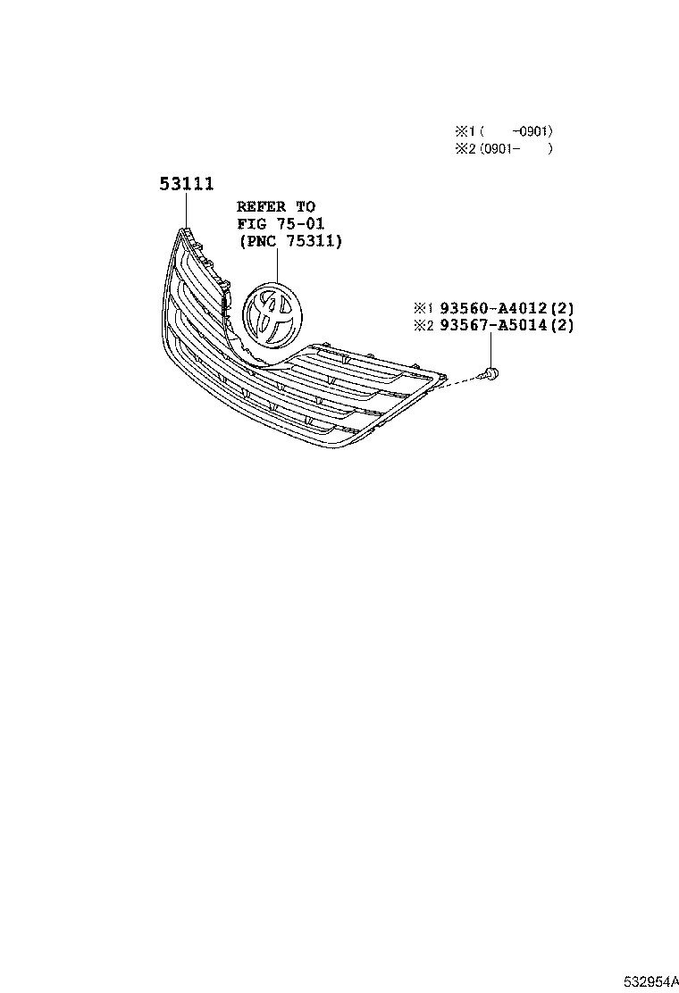 53101-33220 GRILLE, RADIATOR product image