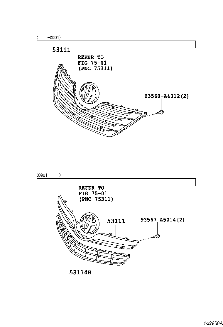 Toyota 53101-33260 GRILLE, RADIATOR