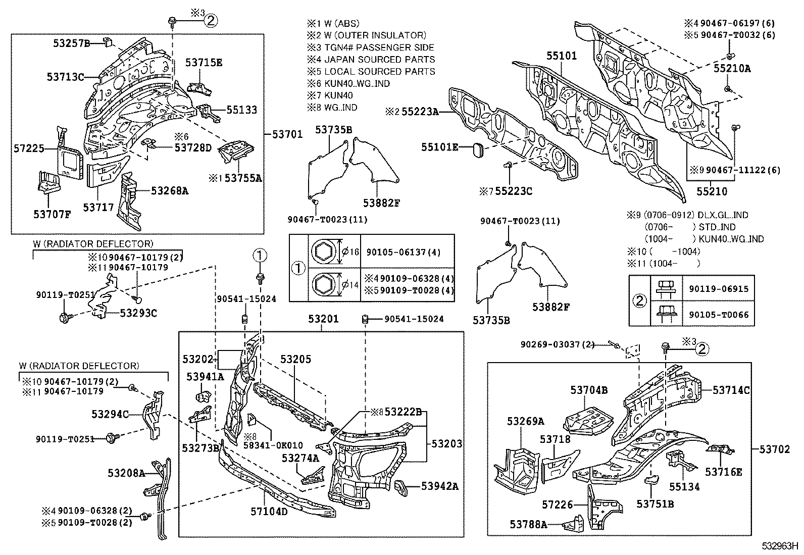 53701-0K151 APRON SUB-ASSY, FRONT FENDER, RH product image