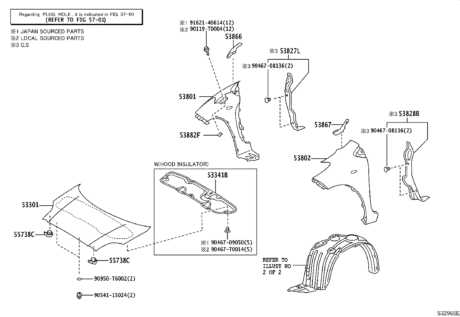 53812-52280 FENDER SUB-ASSY, FRONT LH product image