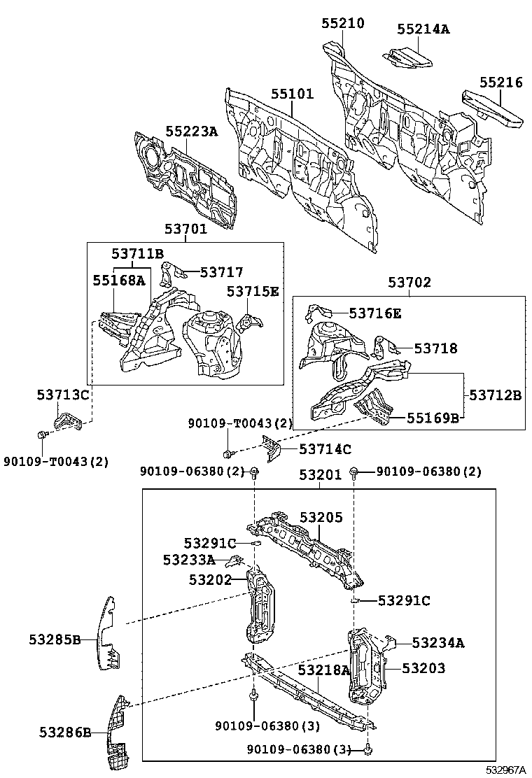 53702-0D090 APRON SUB-ASSY, FRONT FENDER, LH product image