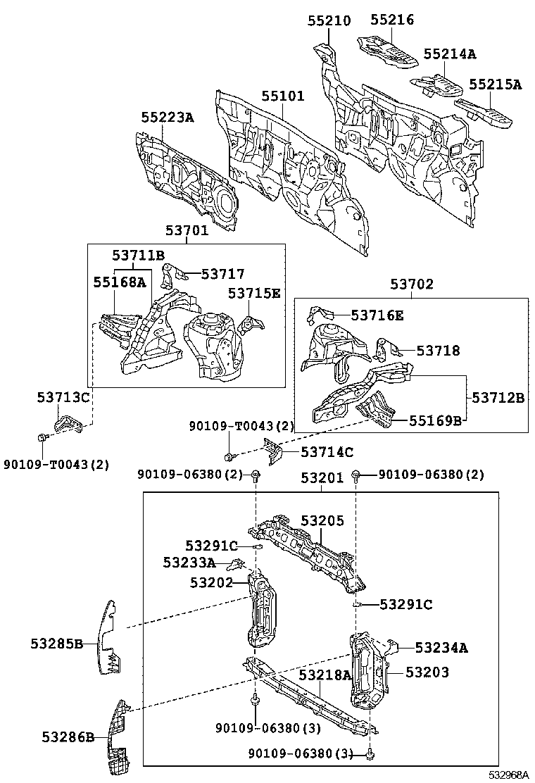 53702-0D090 APRON SUB-ASSY, FRONT FENDER, LH product image