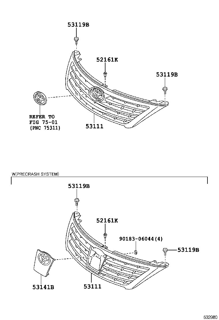 53141-33090 GARNISH, RADIATOR GRILLE, NO.1 product image