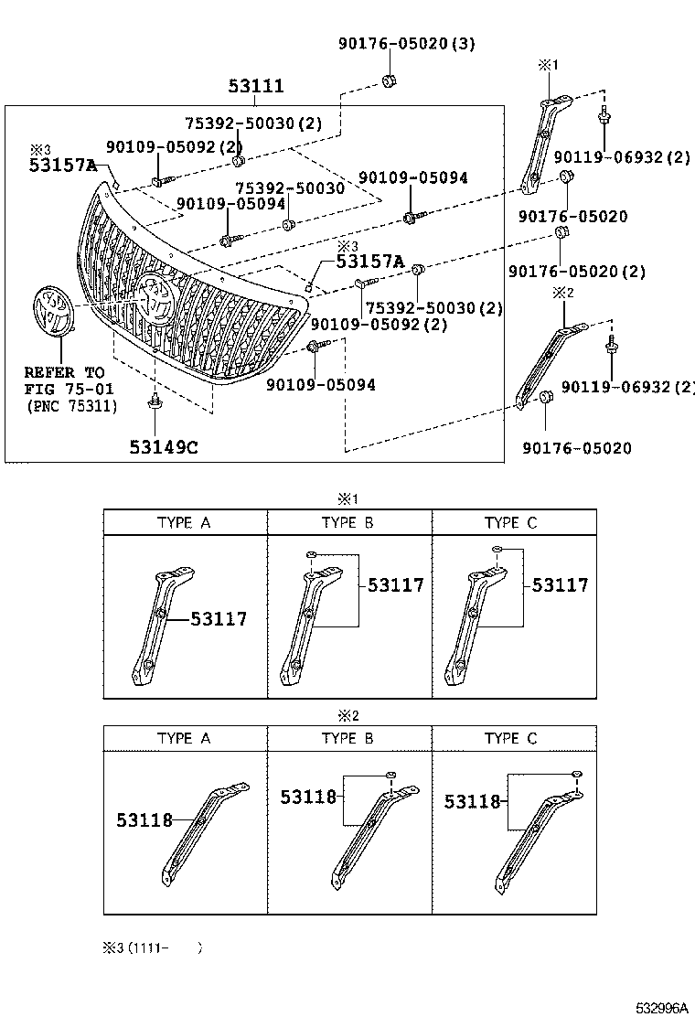 53100-30290 GRILLE, RADIATOR product image