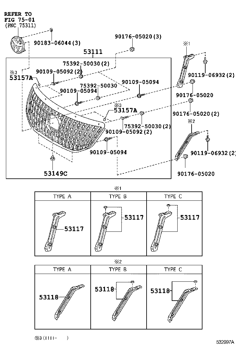 53100-30290 GRILLE, RADIATOR product image