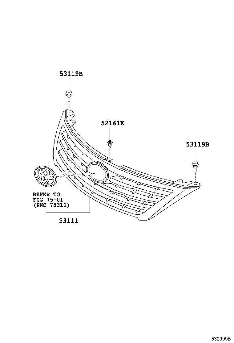 53101-06160 GRILLE, RADIATOR product image