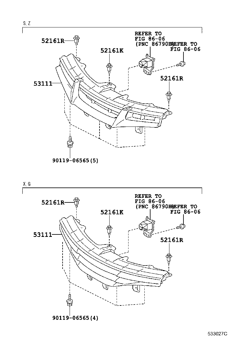 53111-68110 GRILLE, RADIATOR product image