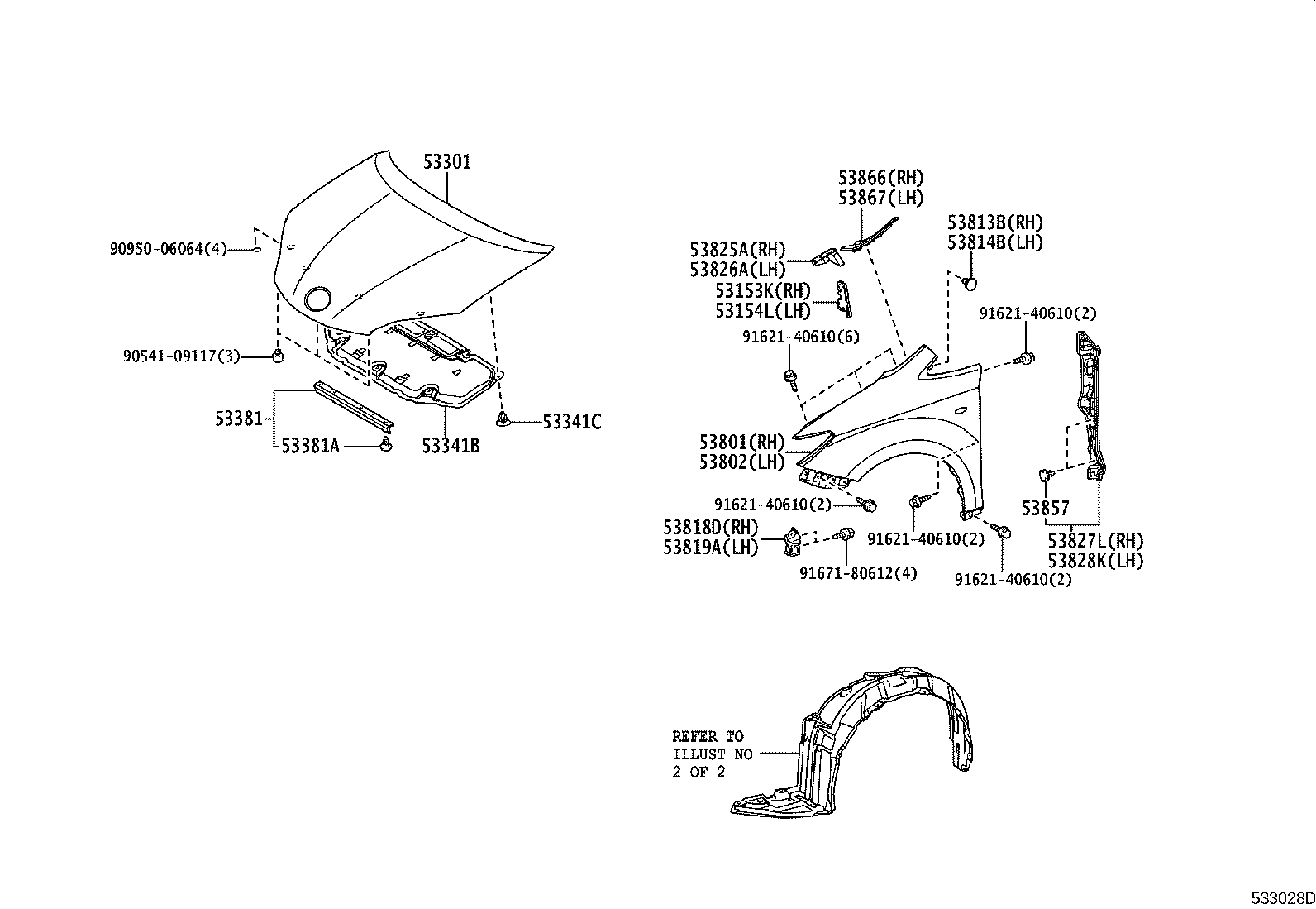 53812-68040 FENDER SUB-ASSY, FRONT LH product image