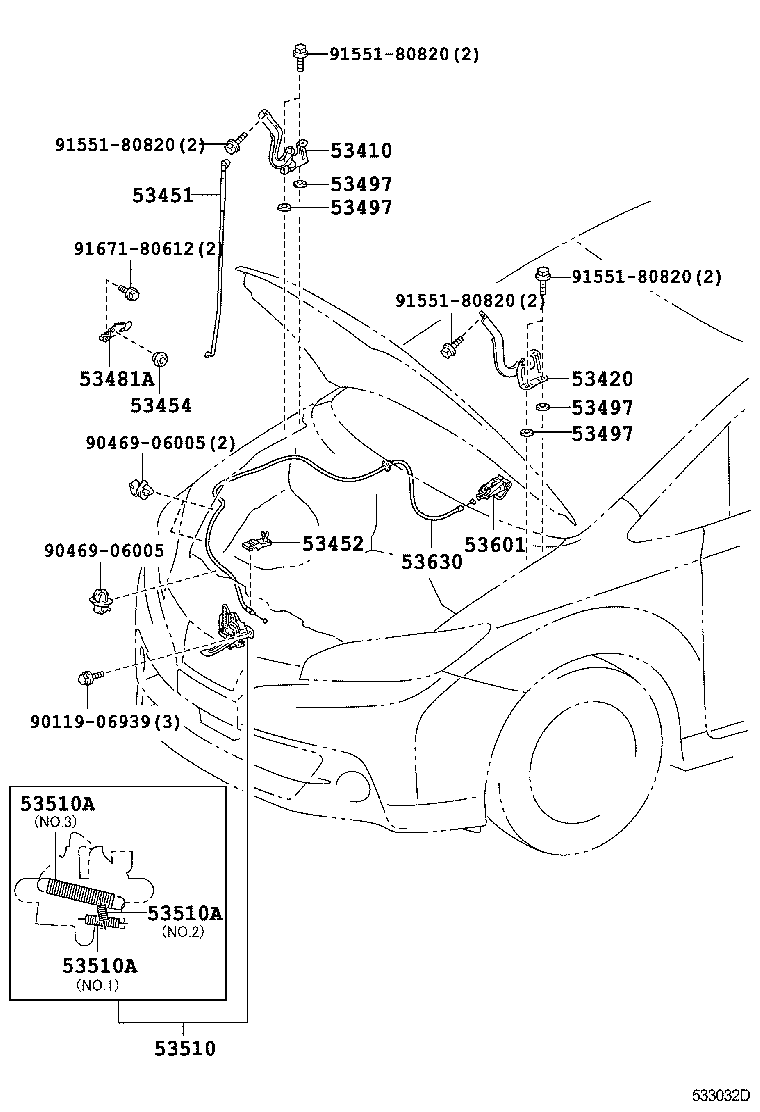 53510-68030 LOCK ASSY, HOOD product image