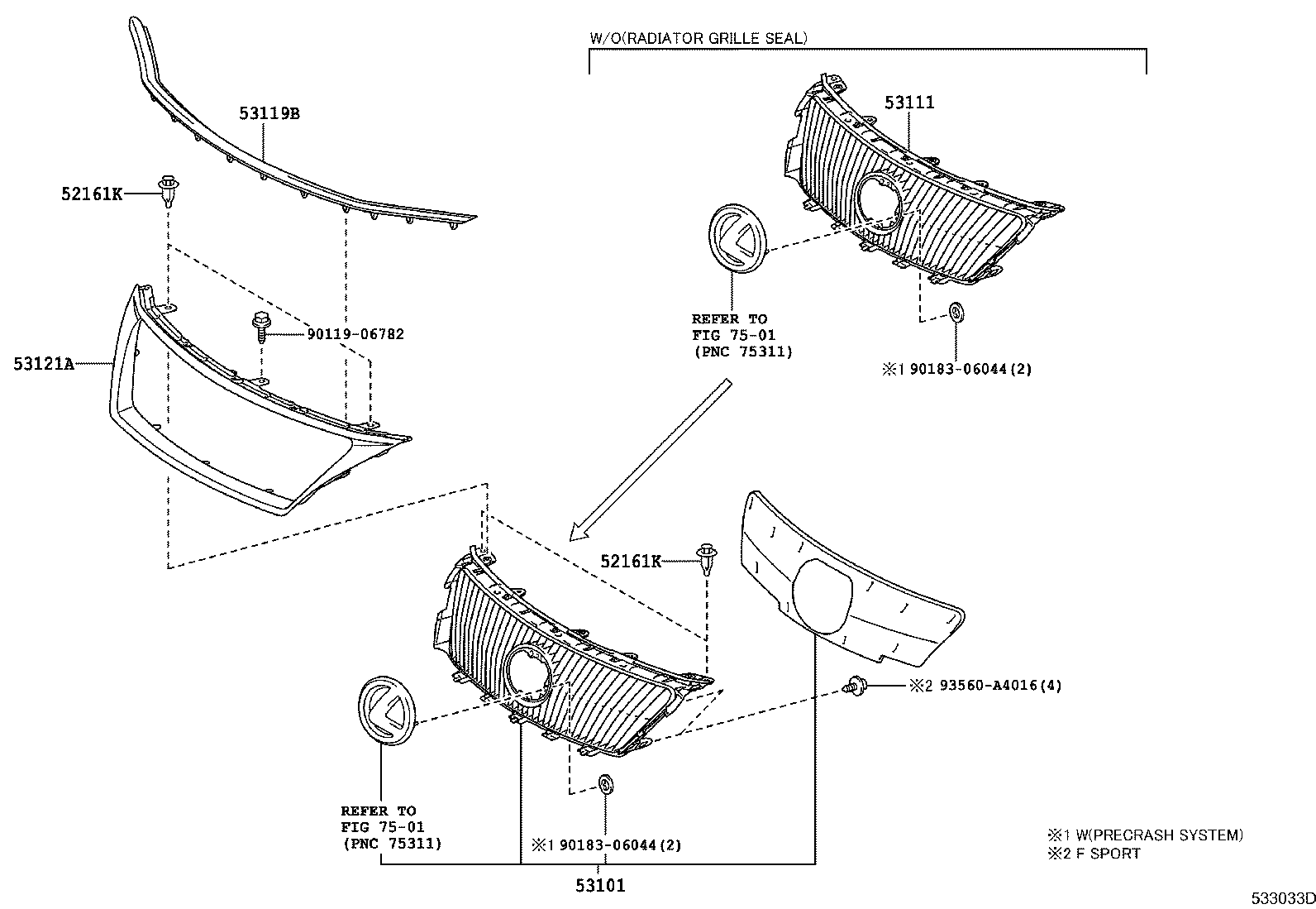 53101-53330 GRILLE SUB-ASSY, RADIATOR product image