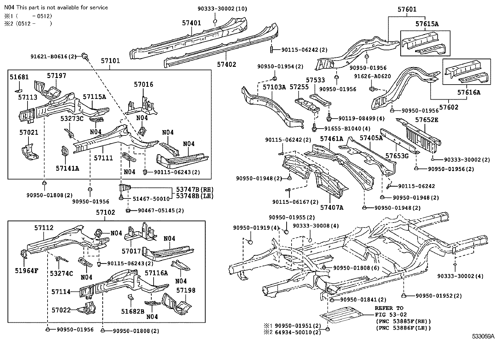 Toyota 57021-50010 BRACKET SUB-ASSY, BODY MOUNTING, NO.1 RH