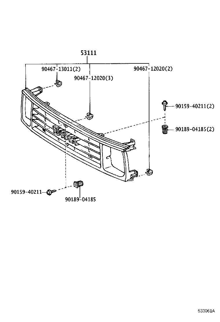Toyota 53101-60090 GRILLE, RADIATOR