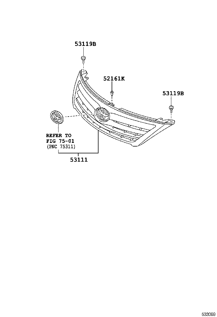 53141-33090 GARNISH, RADIATOR GRILLE, NO.1 product image