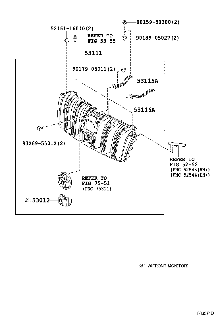 53101-60671 GRILLE, RADIATOR product image