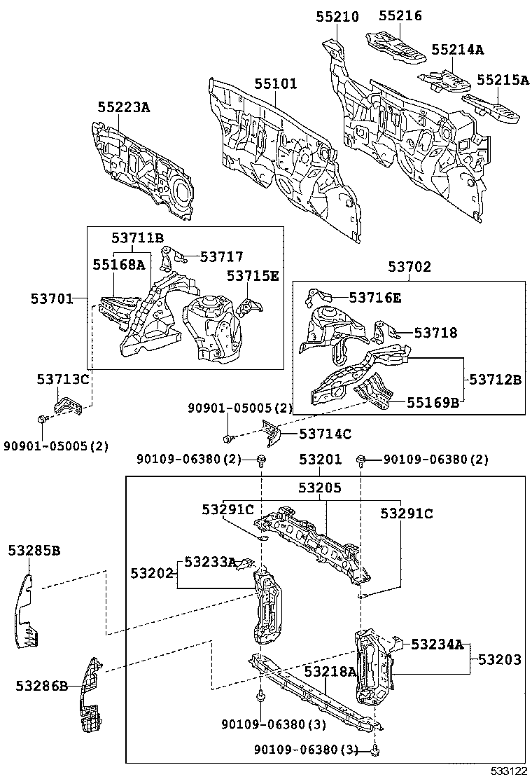 53702-0D090 APRON SUB-ASSY, FRONT FENDER, LH product image