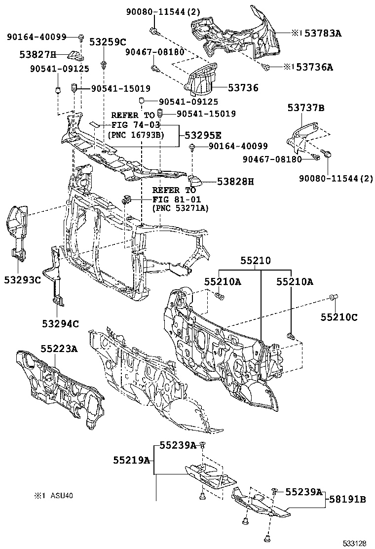 53702-0E041 APRON SUB-ASSY, FRONT FENDER, LH product image