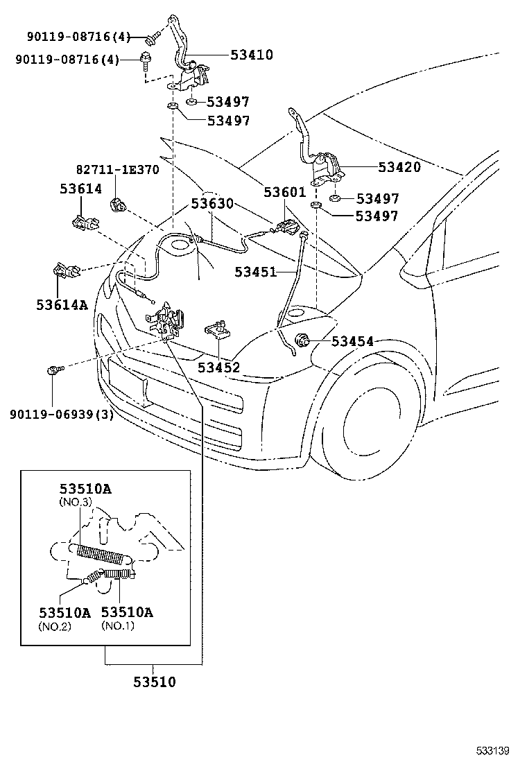 53510-52340 LOCK ASSY, HOOD product image