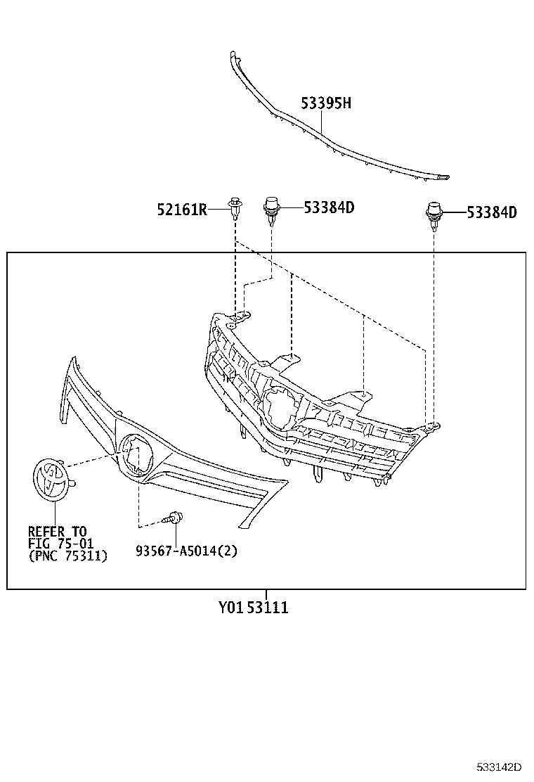 53101-75010 GRILLE, RADIATOR product image