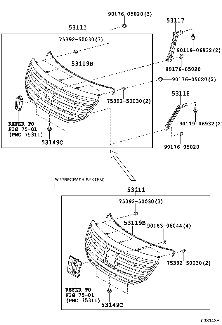 53118-0N040 BRACKET, RADIATOR GRILLE SUPPORT, LH product image
