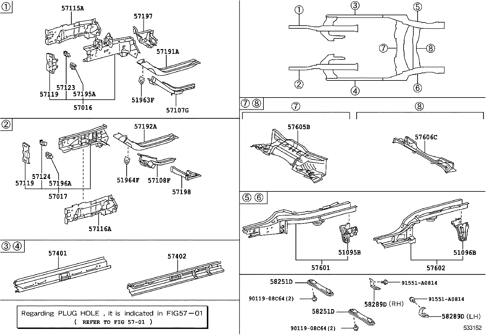 57401-52170 MEMBER SUB-ASSY, MAIN FLOOR SIDE, RH product image