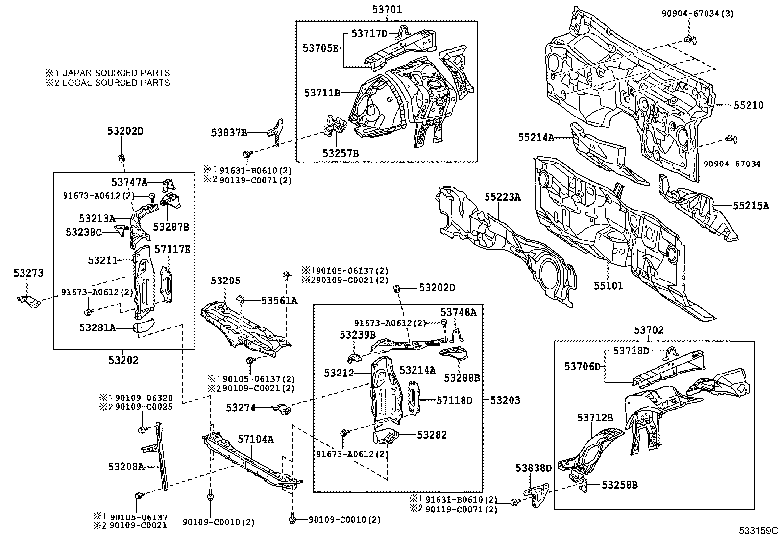 53702-0N030 APRON SUB-ASSY, FRONT FENDER, LH product image
