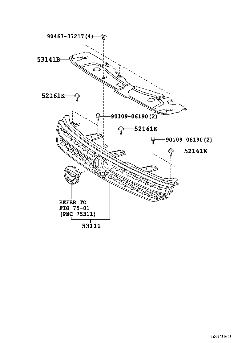 53141-12210 GARNISH, RADIATOR GRILLE, NO.1 product image