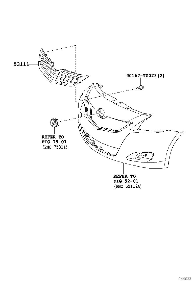 53111-0D550 GRILLE, RADIATOR product image