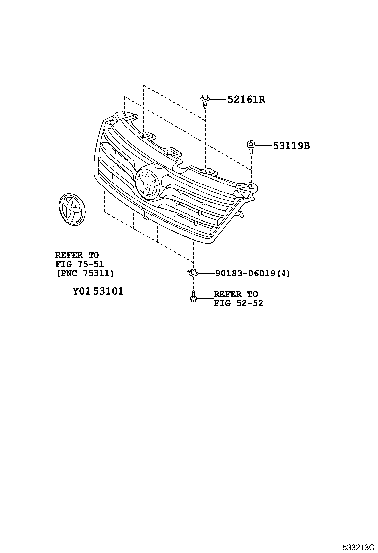 53101-42200 GRILLE SUB-ASSY, RADIATOR product image