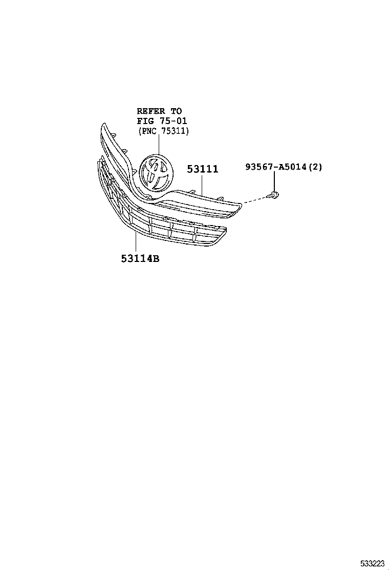 53101-06130 GRILLE, RADIATOR product image