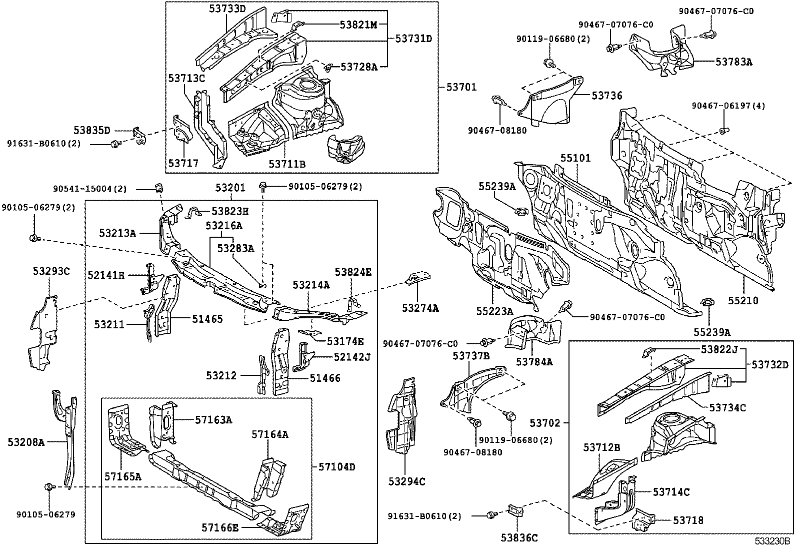 53701-06140 APRON SUB-ASSY, FRONT FENDER, RH product image
