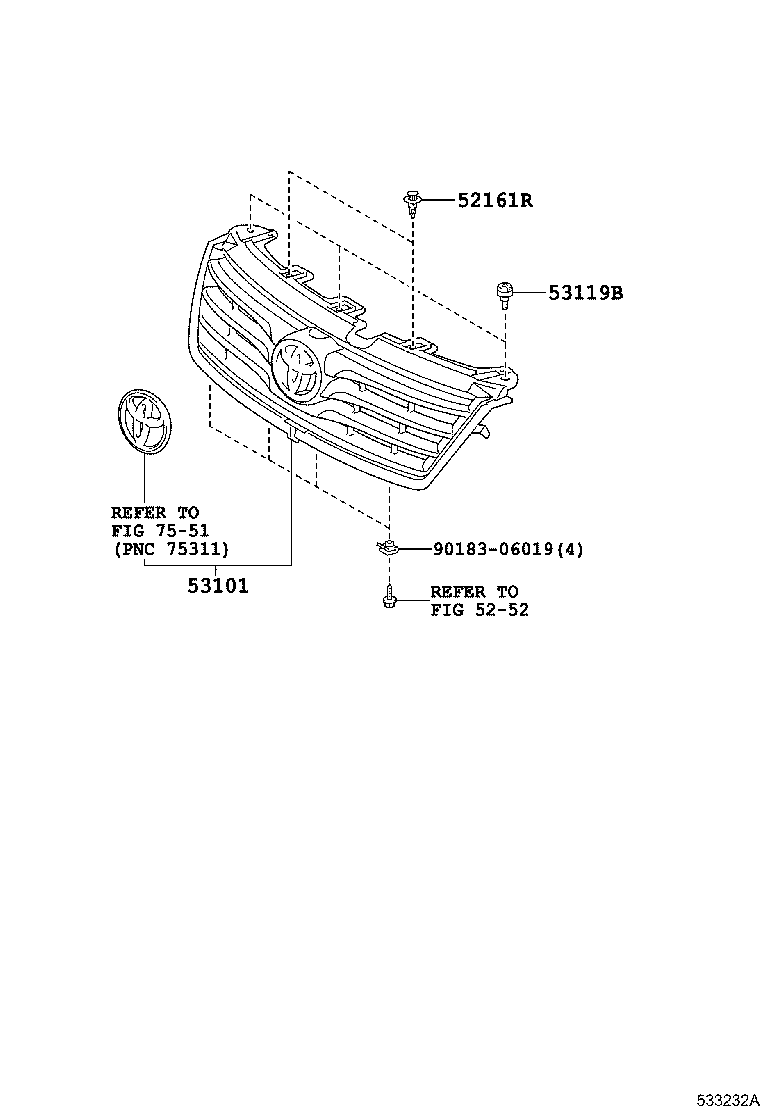 53101-42371 GRILLE SUB-ASSY, RADIATOR product image
