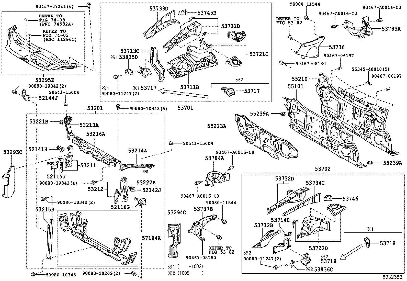 53701-07020 APRON SUB-ASSY, FRONT FENDER, RH product image