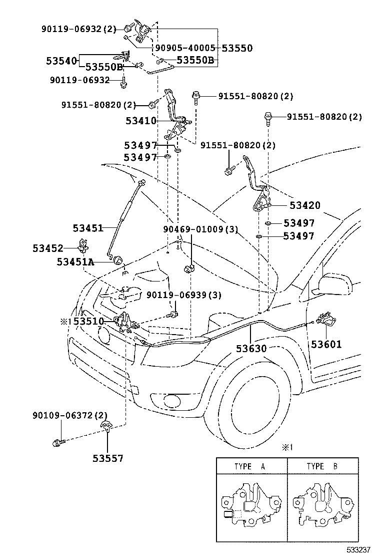 53454-42010 GROMMET(FOR HOOD SUPPORT ROD) product image
