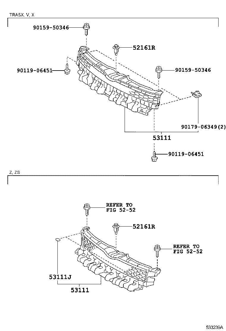 53101-28540 GRILLE, RADIATOR product image