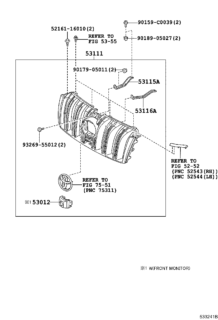 53101-0G060 GRILLE, RADIATOR product image