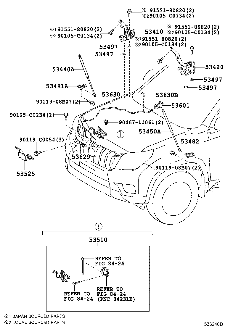 53629-0G010 COVER, HOOD LOCK CONTROL CABLE product image