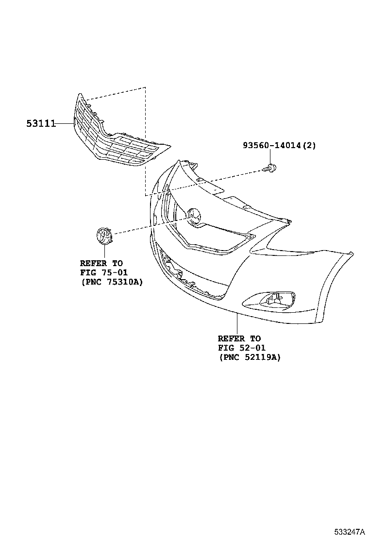 53111-0D340 GRILLE, RADIATOR product image