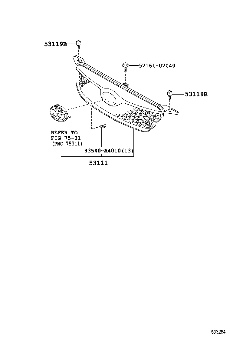 53101-YK020 GRILLE, RADIATOR product image