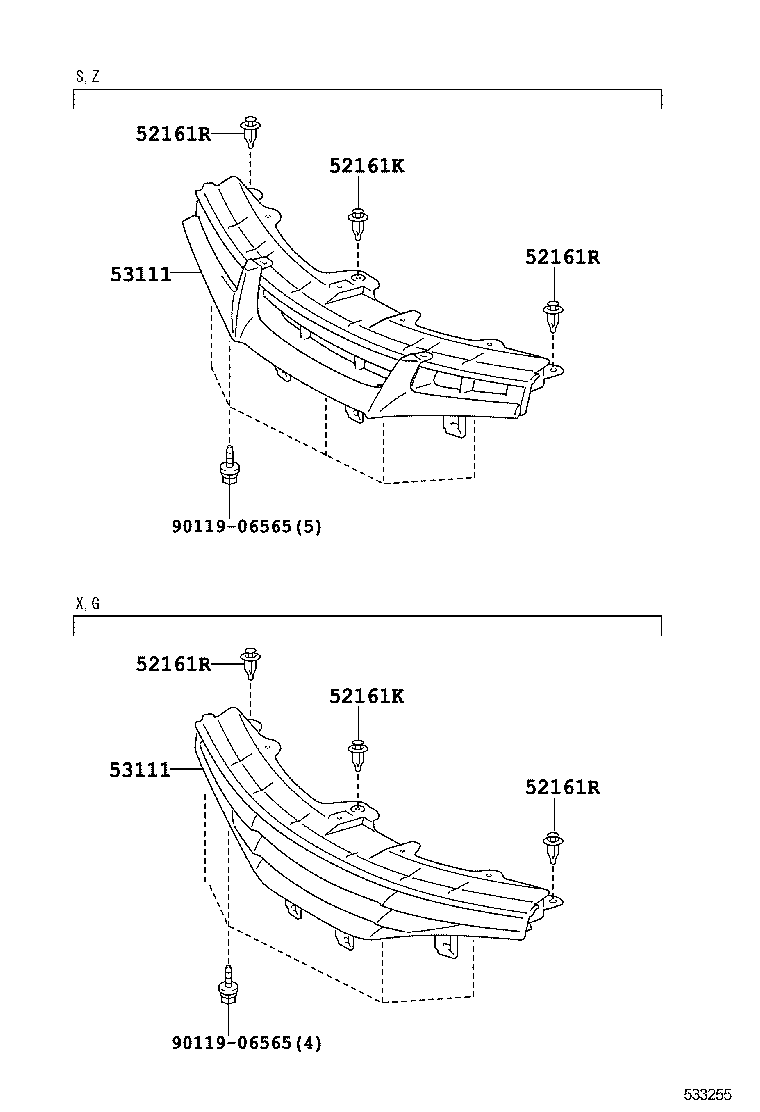 53111-68070 GRILLE, RADIATOR product image