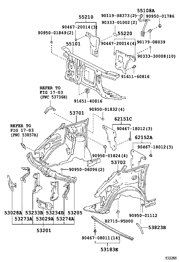 53701-28030 APRON SUB-ASSY, FRONT FENDER, RH product image