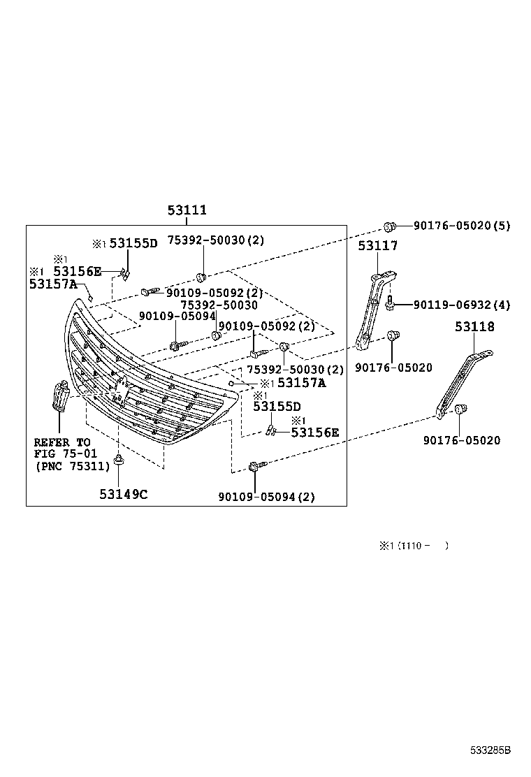 53100-30471 GRILLE, RADIATOR product image