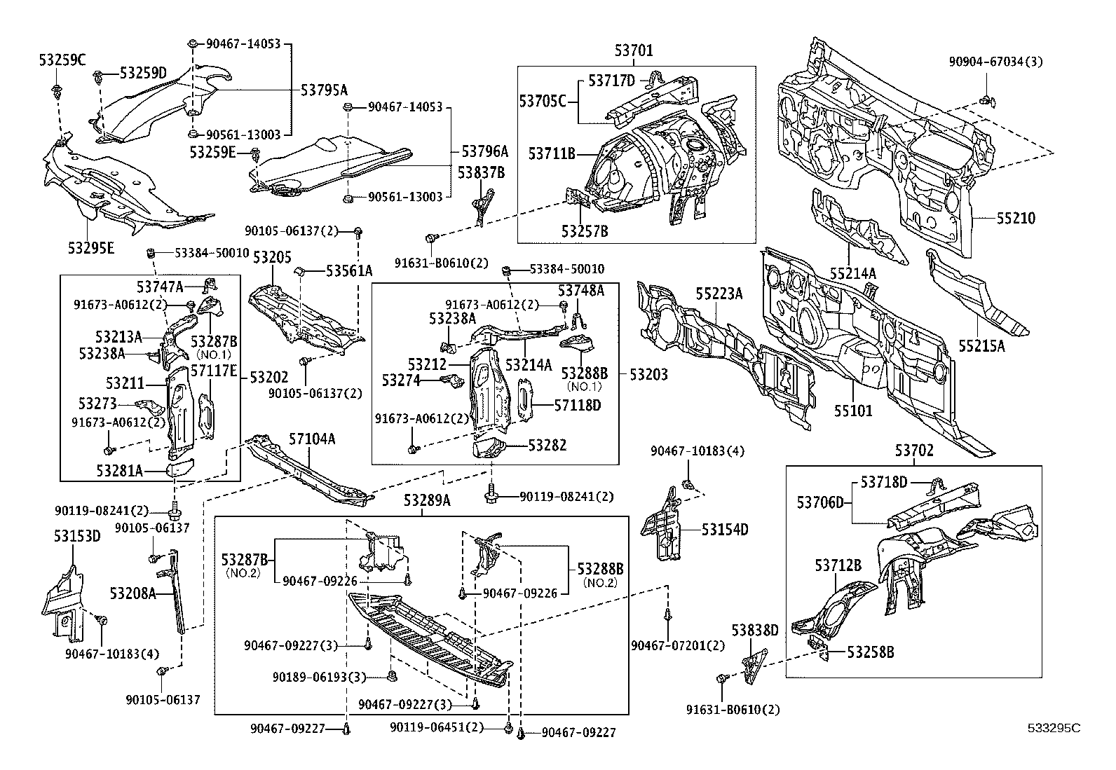 53702-30830 APRON SUB-ASSY, FRONT FENDER, LH product image