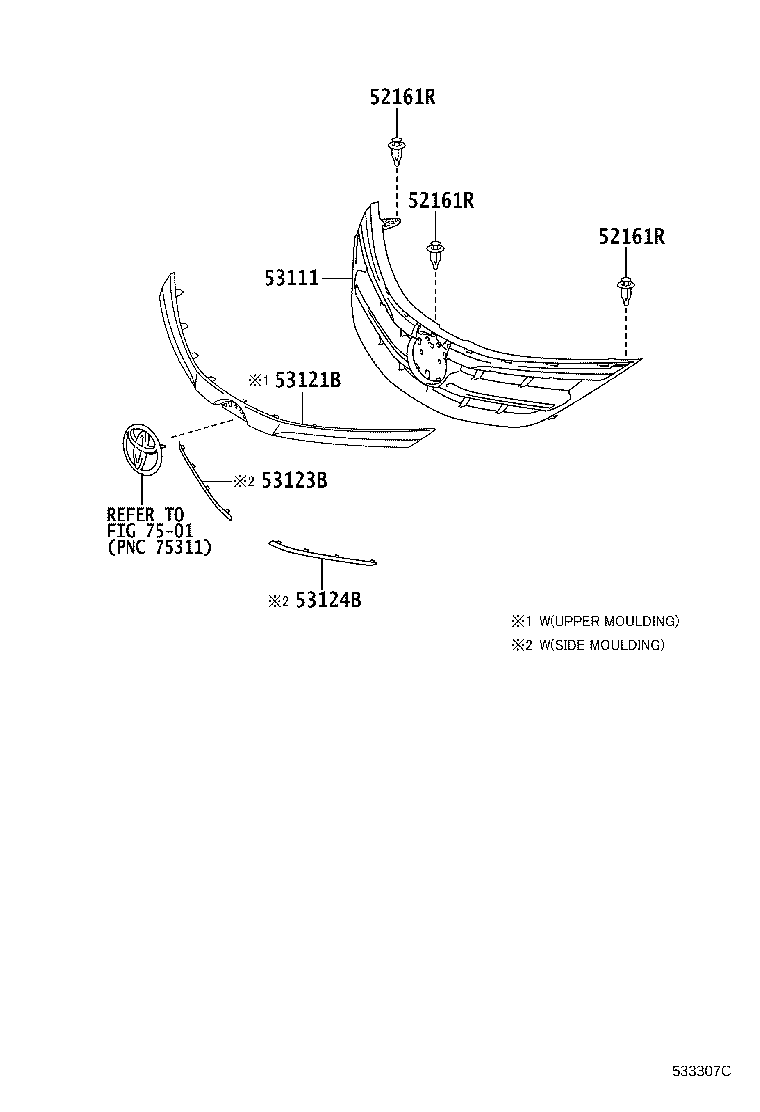 53111-YP020 GRILLE, RADIATOR product image